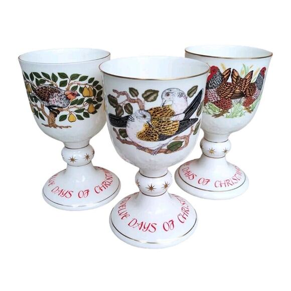 Royal Doulton Other - Royal Doulton 12 Days of Christmas Goblets 1st 2nd 3rd Partridge Doves Hens